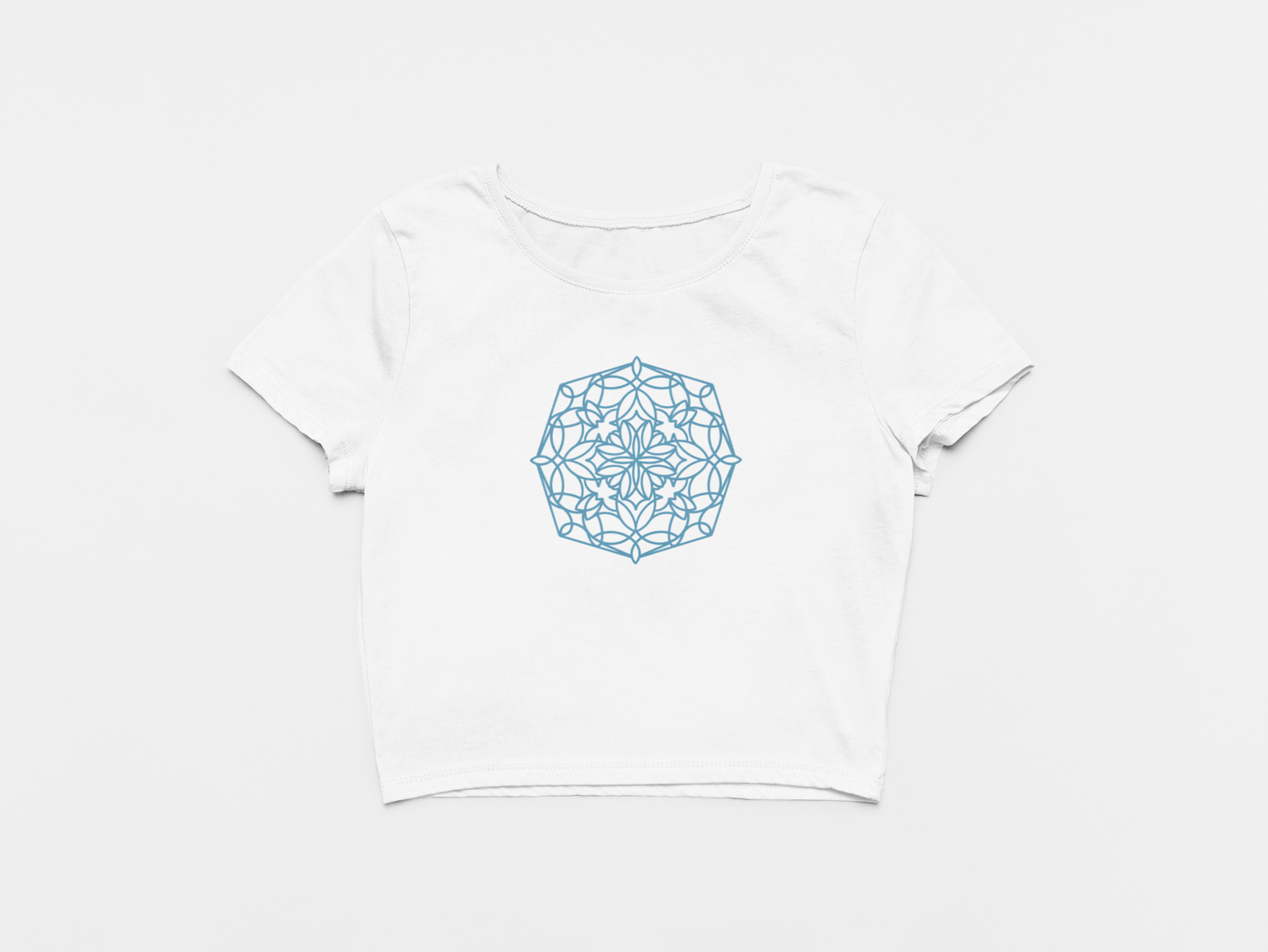 Kaleidoscope White Round Neck Crop Top for Women