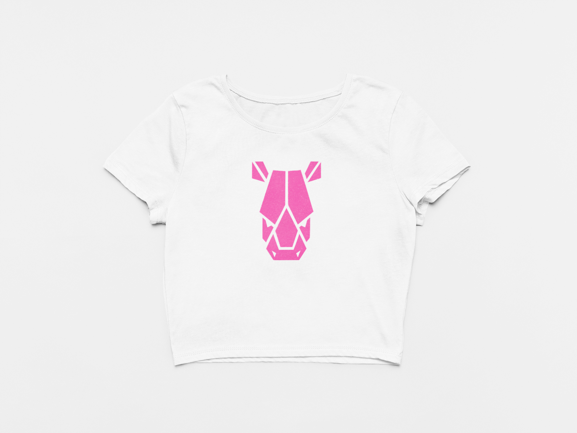 Pink Robot Face White Round Neck Crop Top for Women