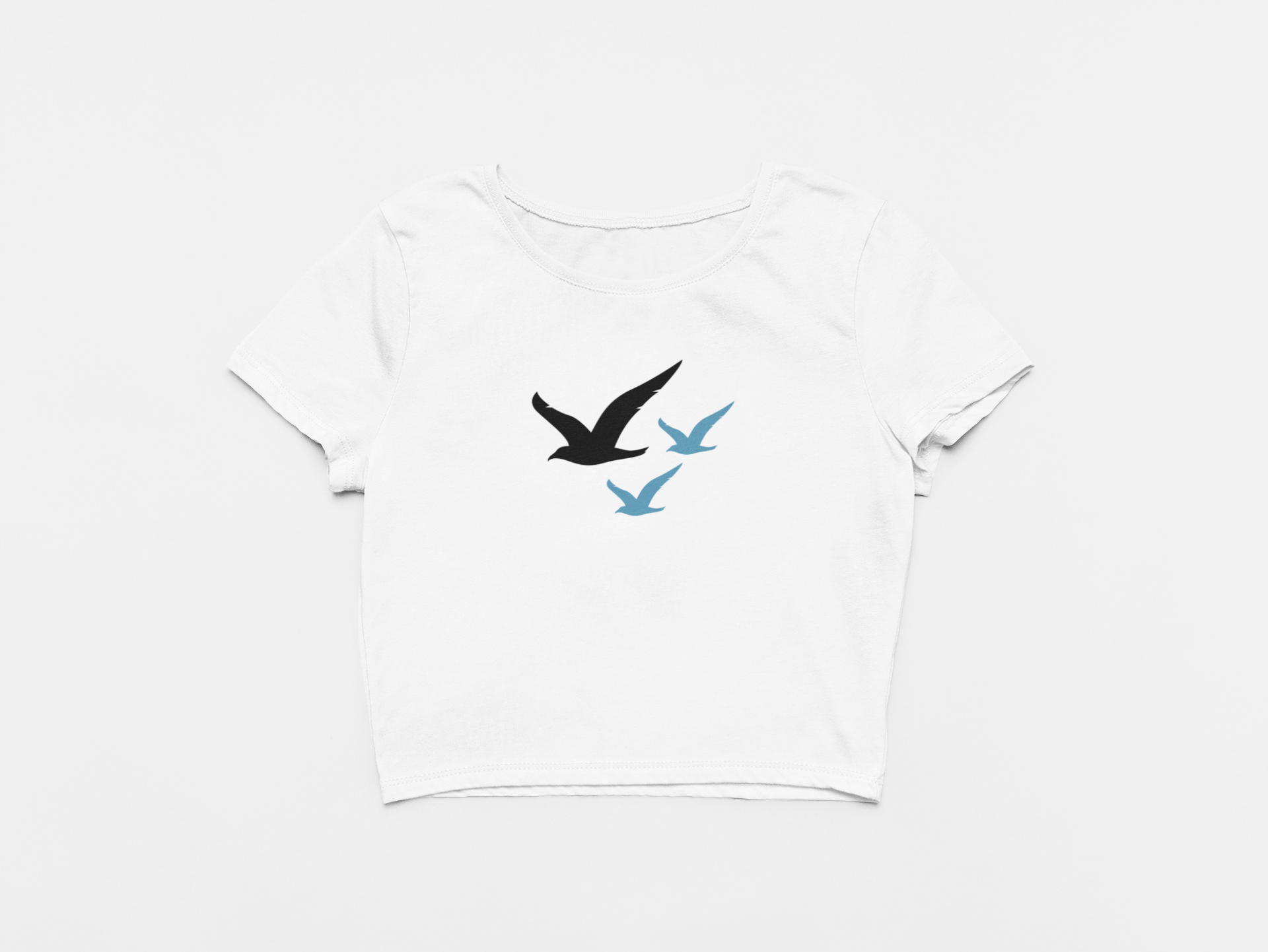 Flying Eagle White Round Neck Crop Top for Women