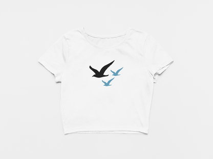 Flying Eagle White Round Neck Crop Top for Women