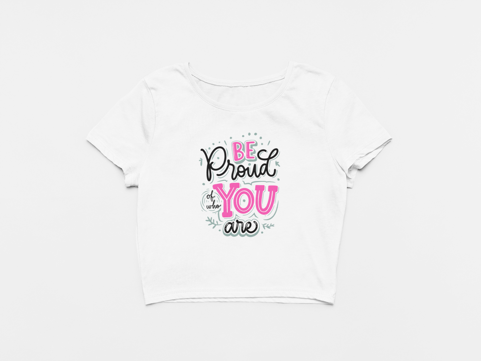 Be Proud White Round Neck Crop Top for Women. 