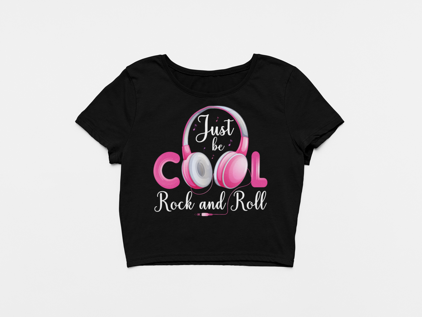 Rock n Roll Black Crop Top For Women. 