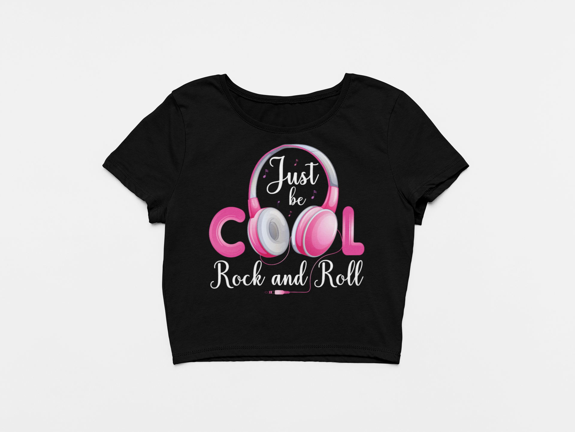 Rock n Roll Black Crop Top For Women. 