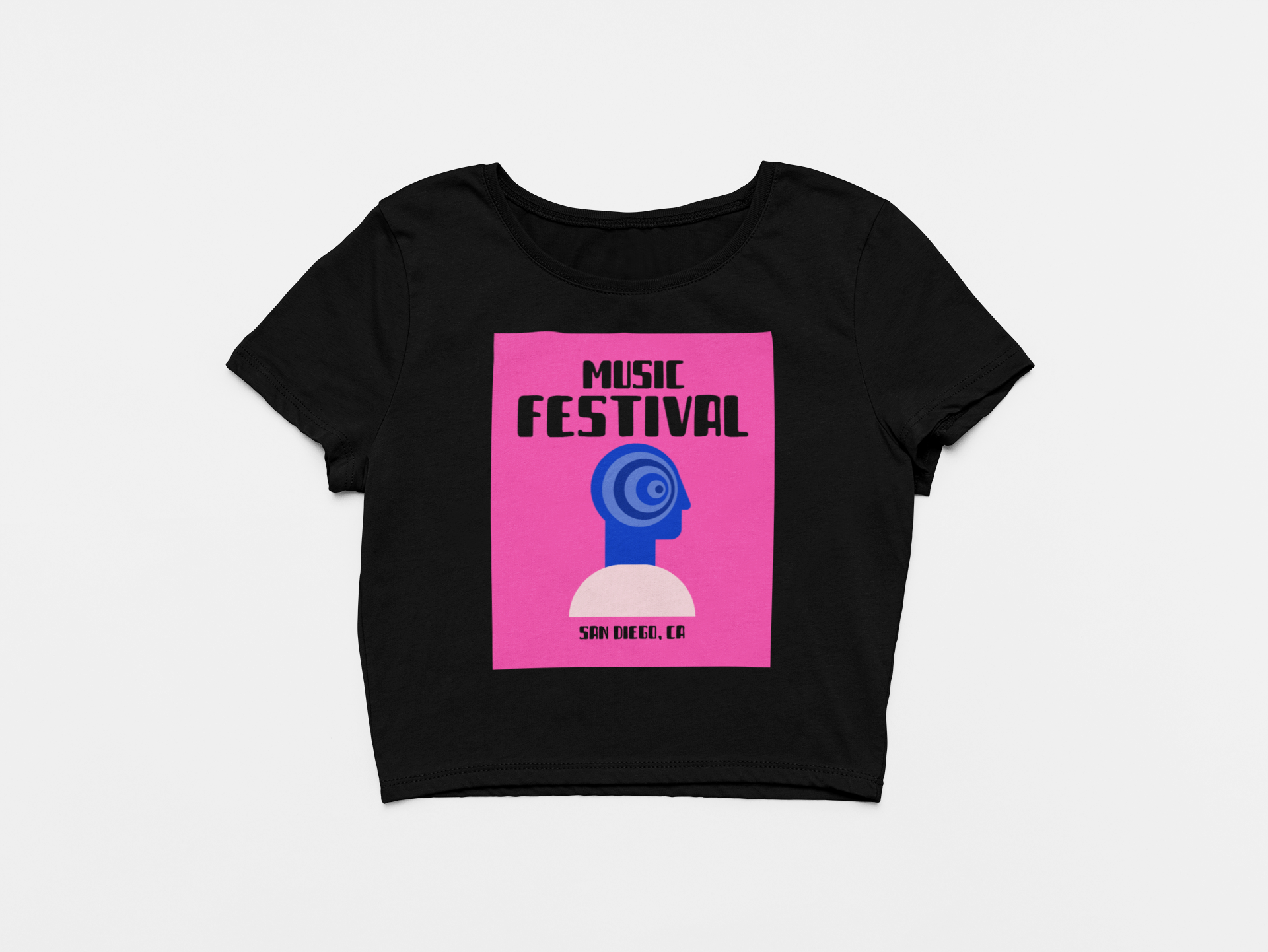 Music Festival San Diego Black Crop Top For Women. 