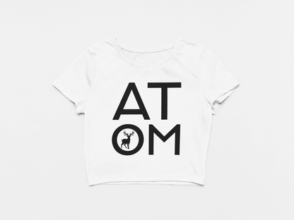 ATOM Signature Stacked Logo White Crop Top For Women - ATOM