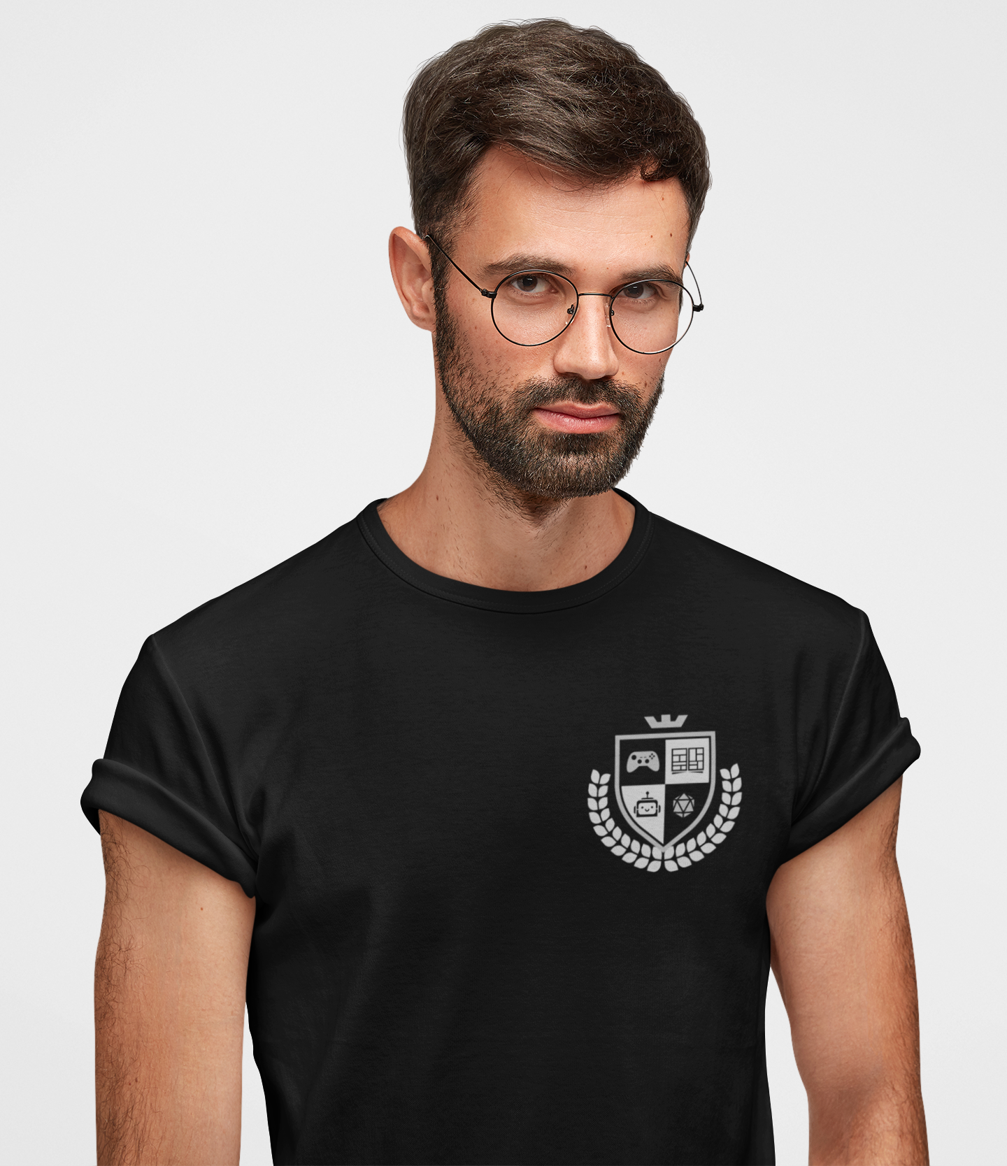 Pocket Design Black Round Neck T-Shirt for Men