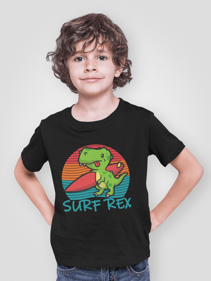 Surf Rex Black T-Shirt For Boys - ATOM