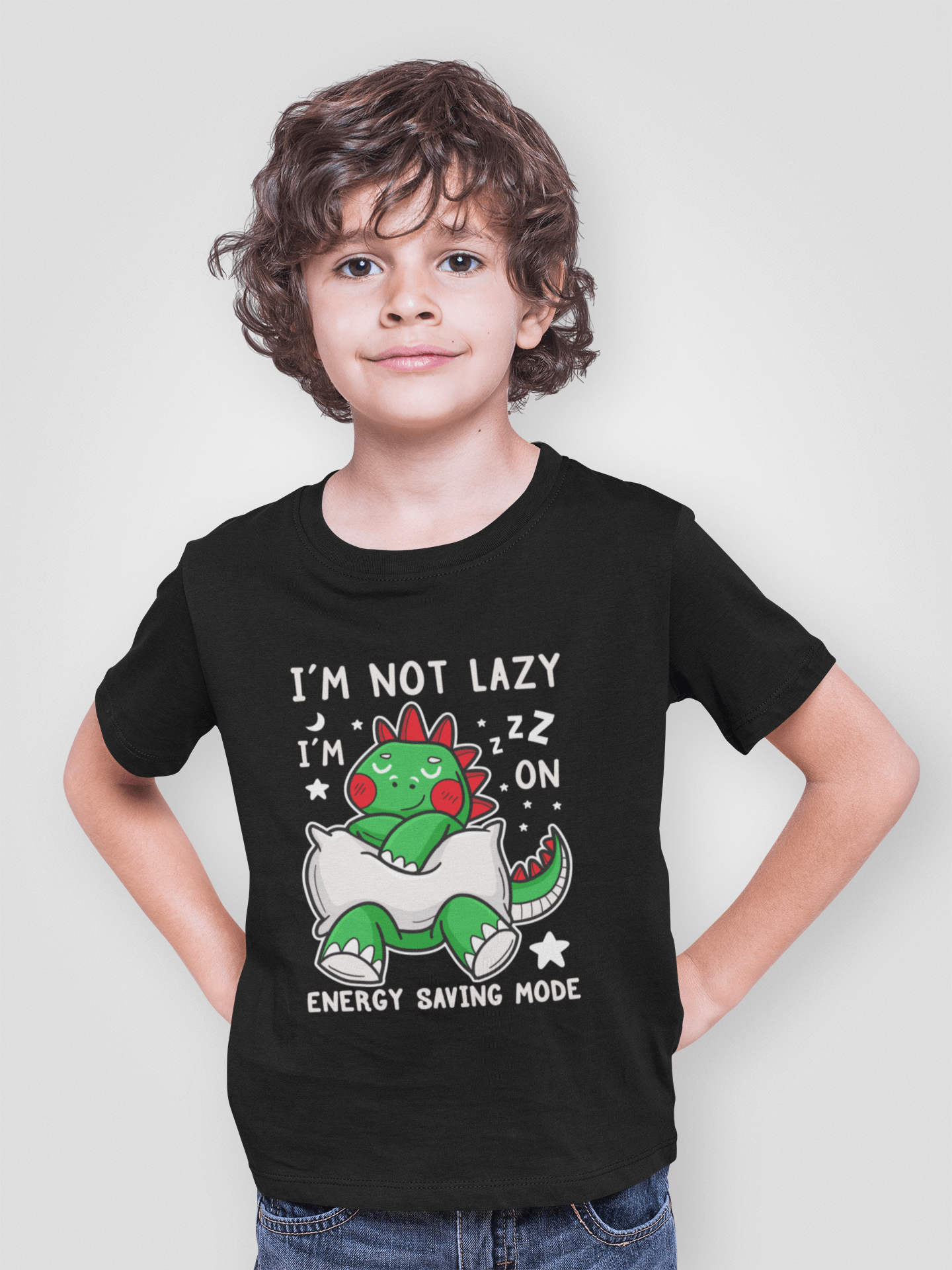 I Am Not Lazy Black T-Shirt For Boys - ATOM