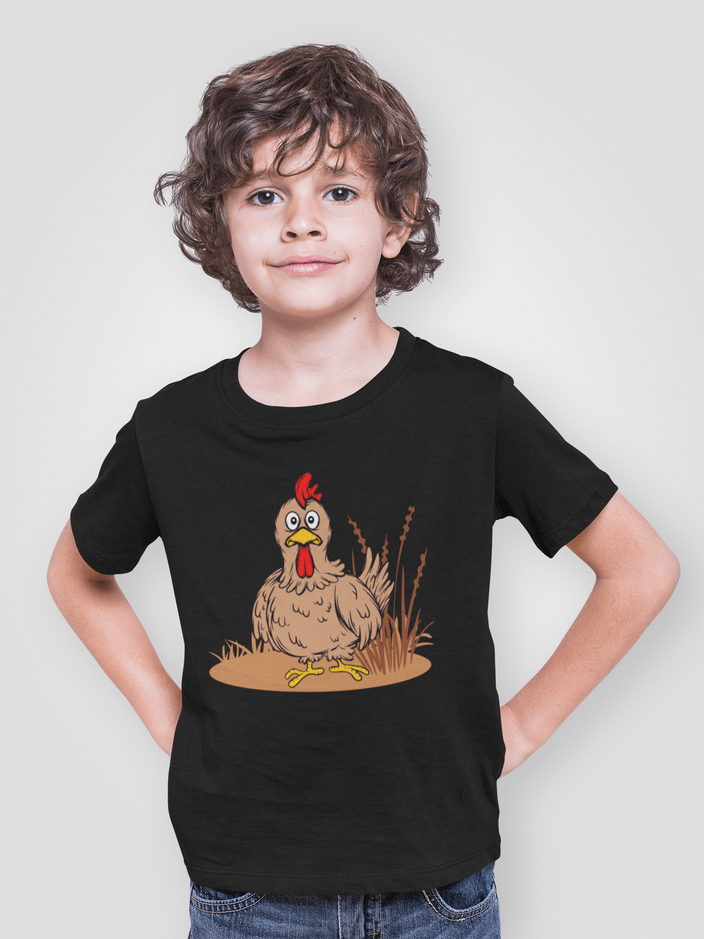 Chicken Black T-Shirt For Boys - ATOM