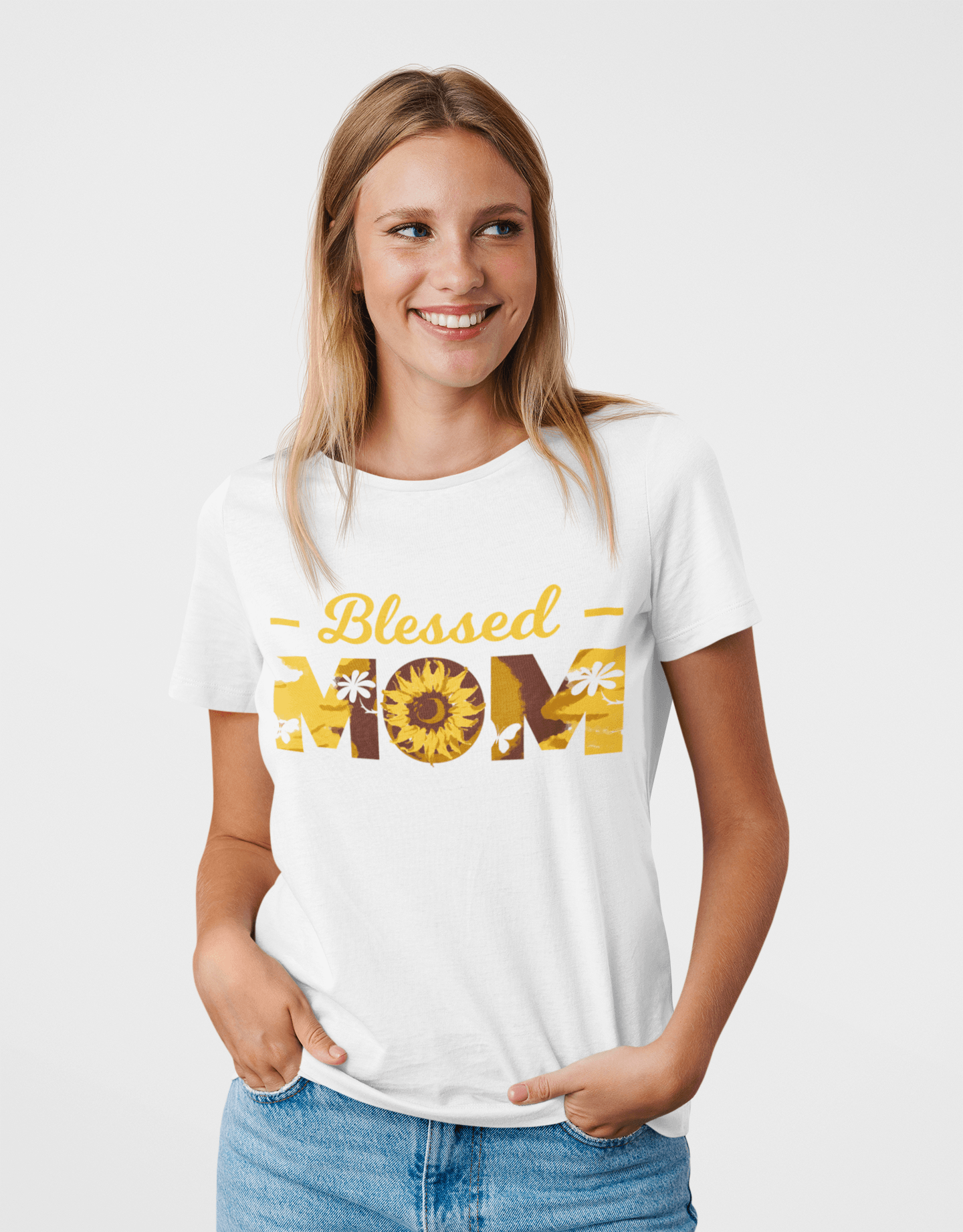 Blessed Mom White T-Shirt For Women - ATOM