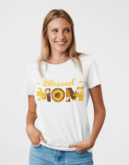 Blessed Mom White T-Shirt For Women - ATOM