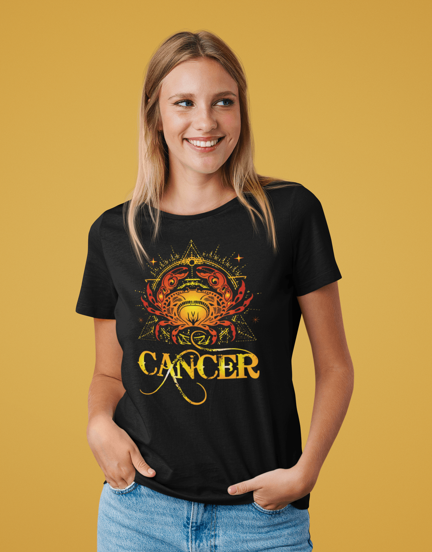Cancer Zodiac Black T-Shirt For Women - ATOM