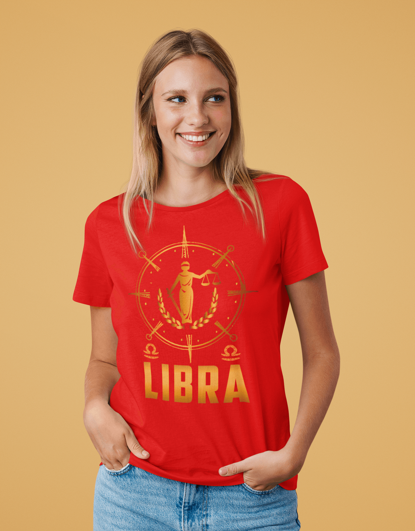 Libra Red T-Shirt For Women - ATOM
