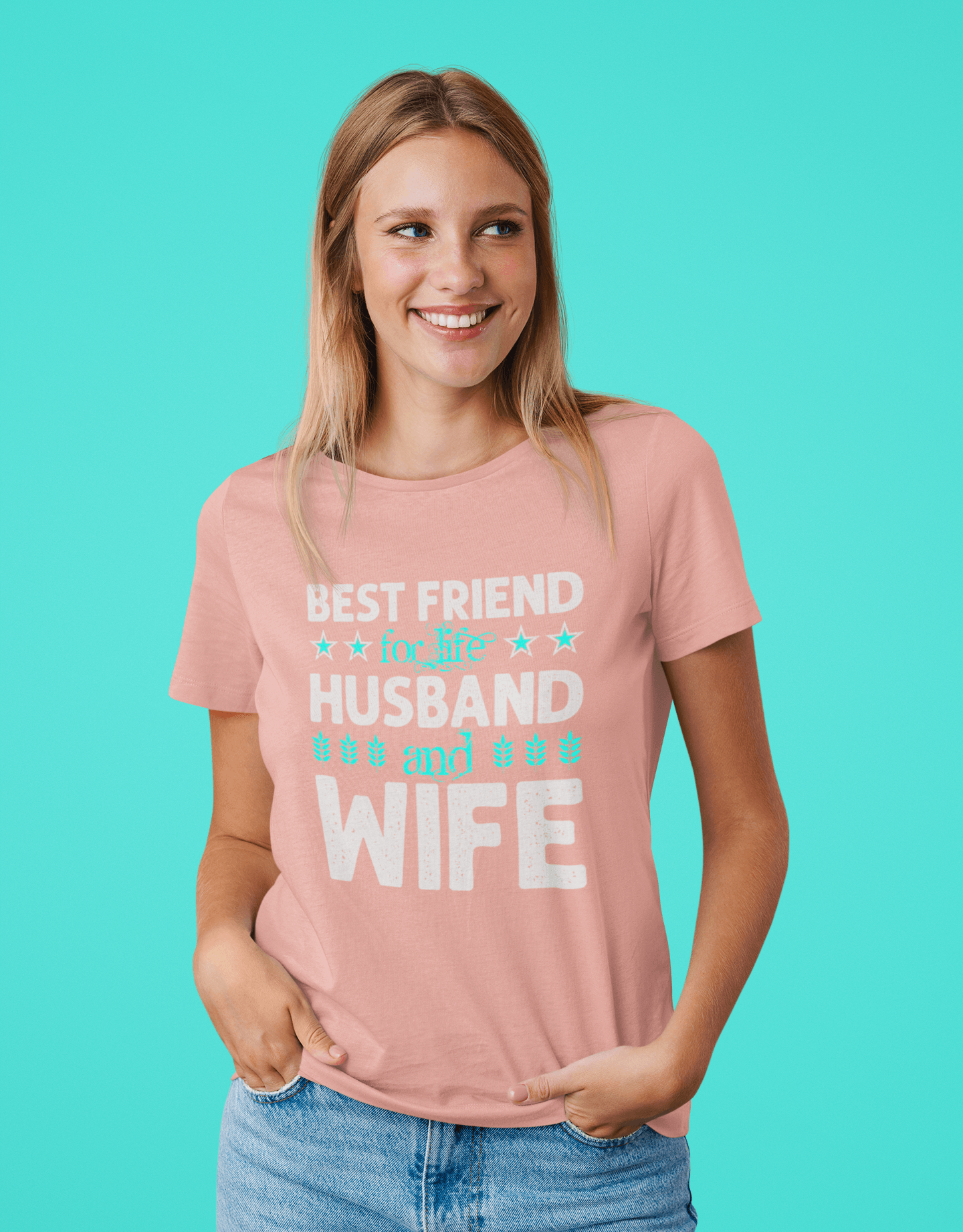 Best Friend For Life Peach T-Shirt For Women - ATOM