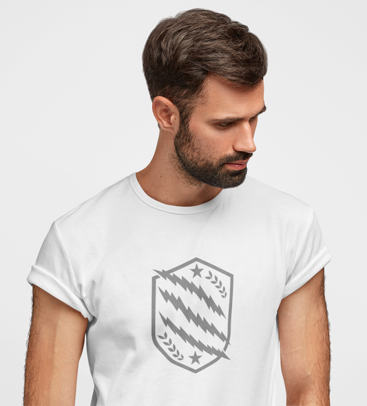 Sheild White Round Neck T-Shirt for Men