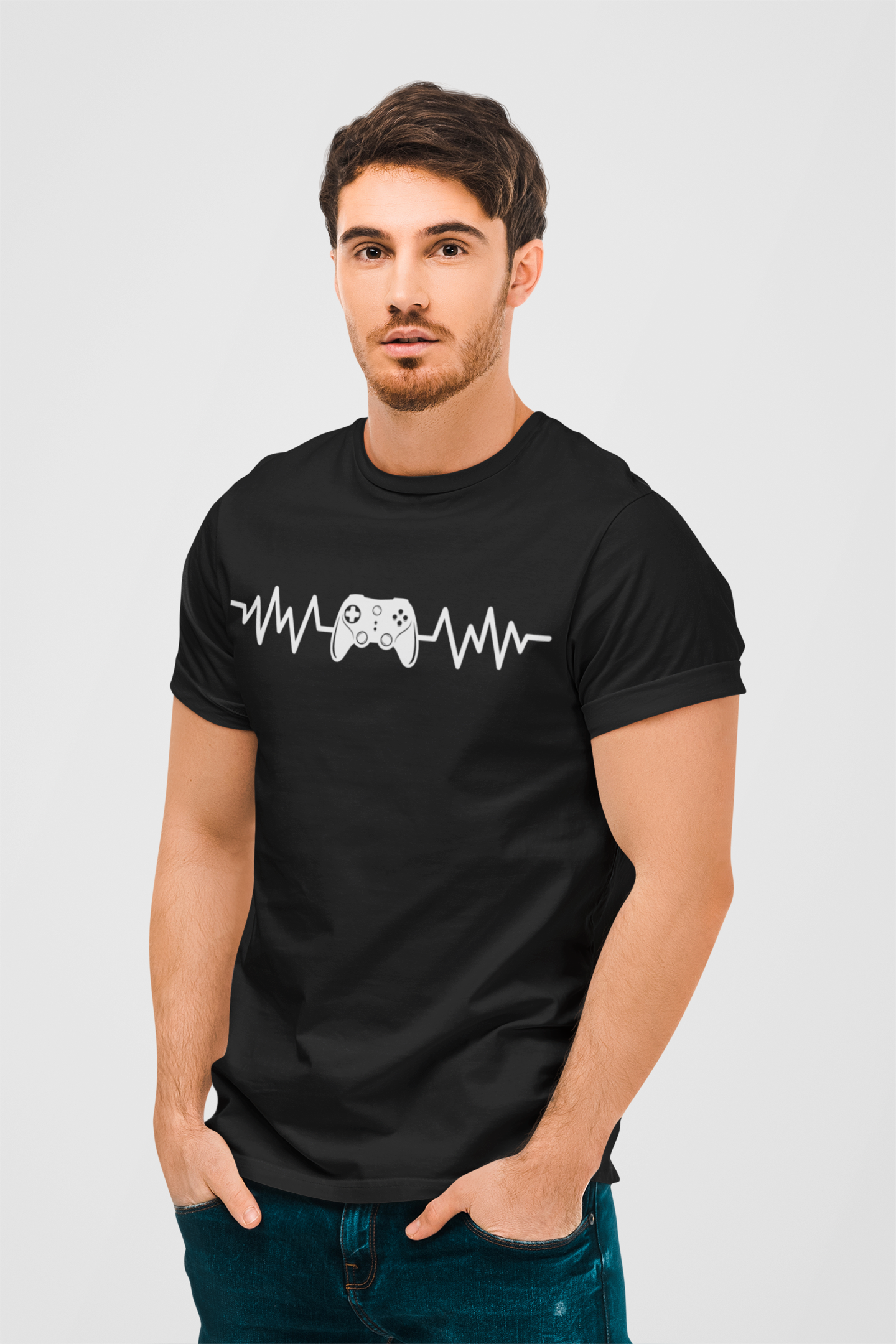 Gaming Heartline Black T-Shirt For Men