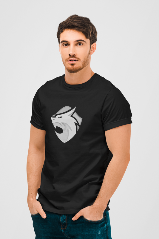 Wild Animal Black Round Neck T-Shirt for Men