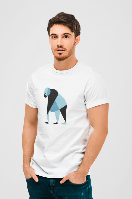 Weird Animal White Round Neck T-Shirt for Men