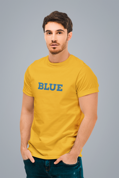 ATOM Basic Colour Splash Mustard Yellow Round Neck T-Shirt for Men.