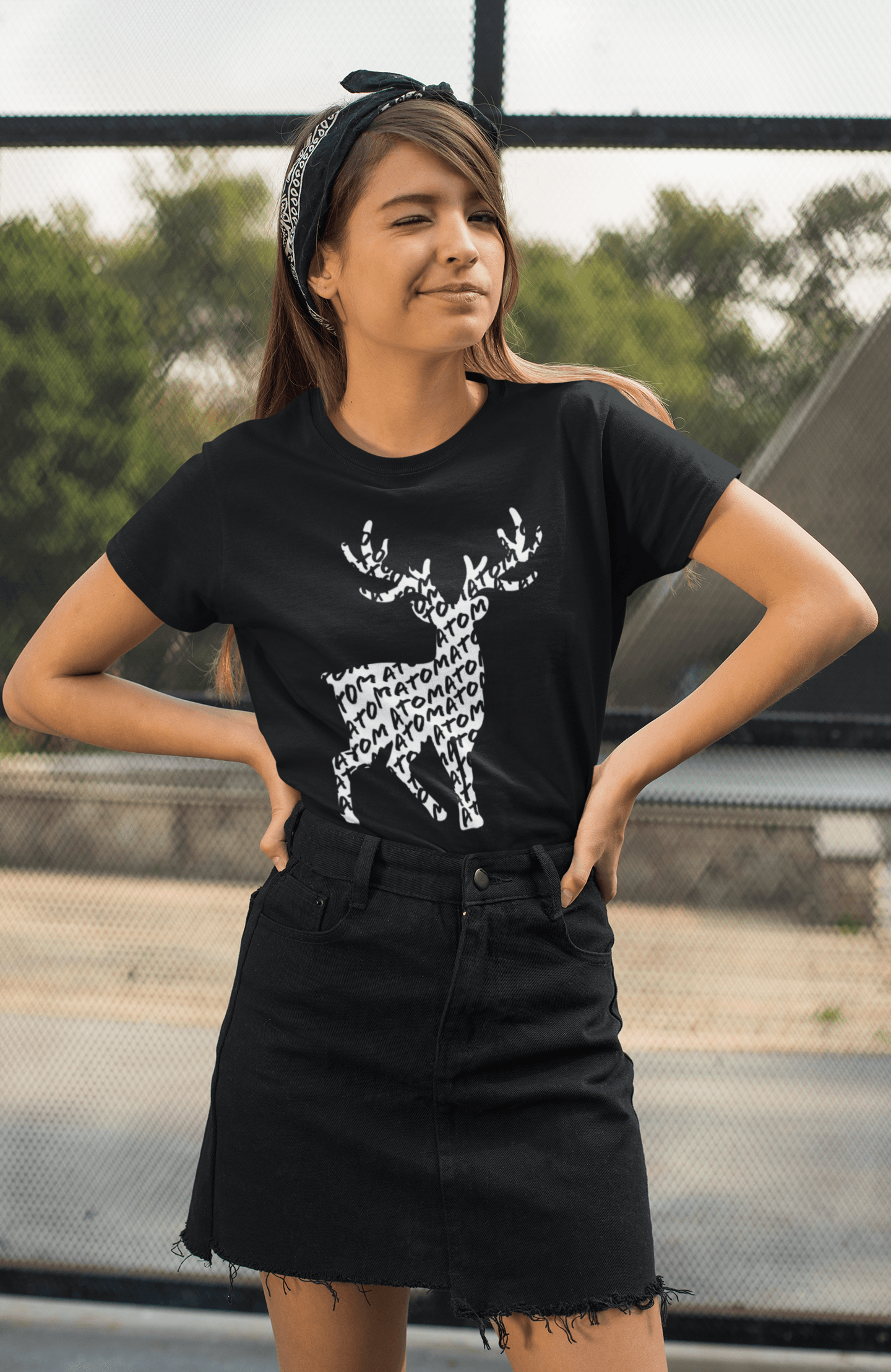 Plain Black Signature Icon T-Shirt For Women - ATOM