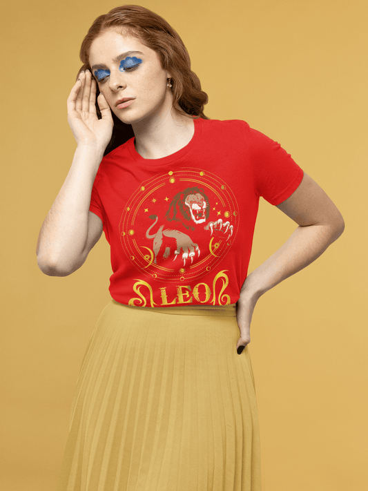 Leo Red T-Shirt For Women - ATOM