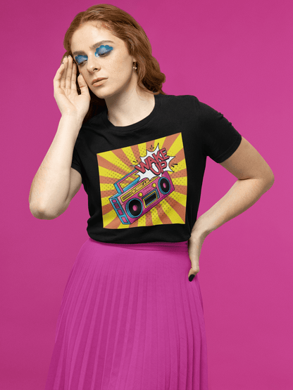 Wake Up Black T-Shirt For Women - ATOM