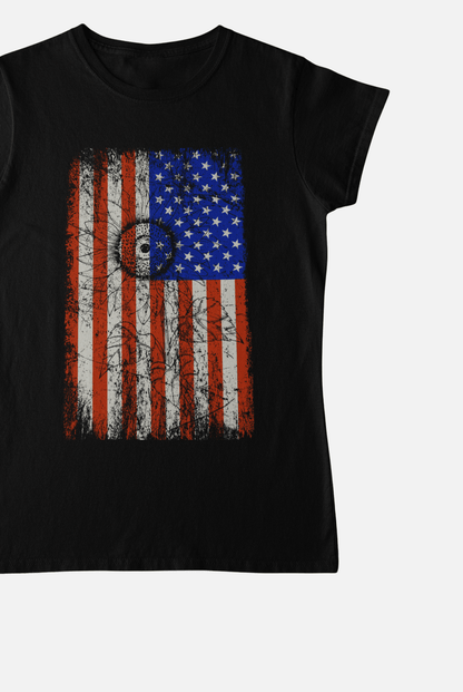 American Flag Summer Black T-Shirt For Women - ATOM