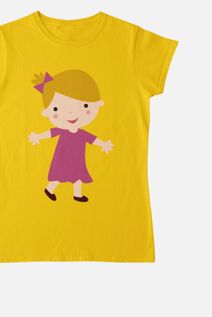 Blond Girl On Mustard Yellow T-Shirt - ATOM