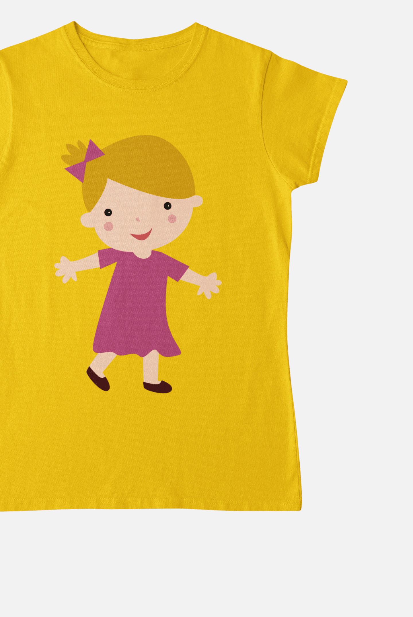 Blond Girl On Mustard Yellow T-Shirt - ATOM