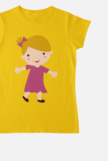 Blond Girl On Mustard Yellow T-Shirt - ATOM