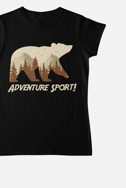 Adventure Sport Black T-Shirt For Women - ATOM