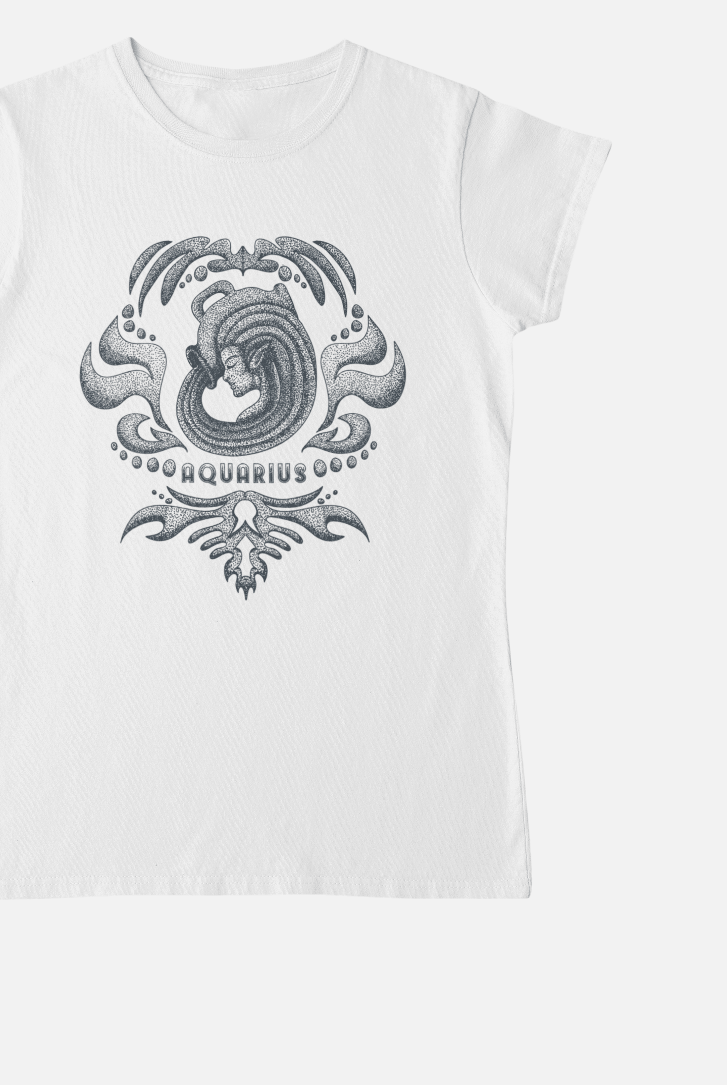 Aquarius Vintage White T-Shirt For Women - ATOM