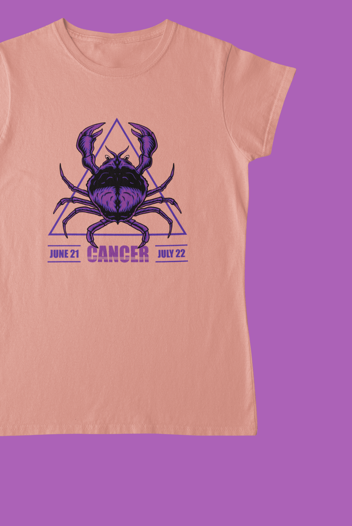 Cancer June 21 To July 22 Peach T-Shirt For Women - ATOM