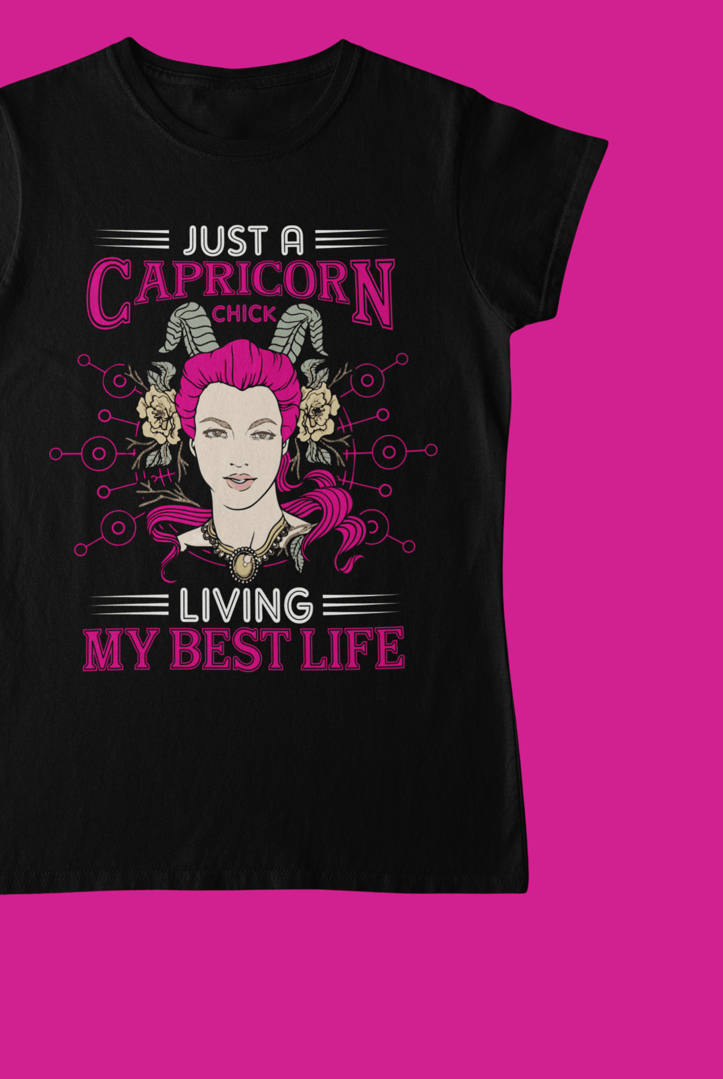 Just A Capricorn Chick Black T-Shirt For Women - ATOM