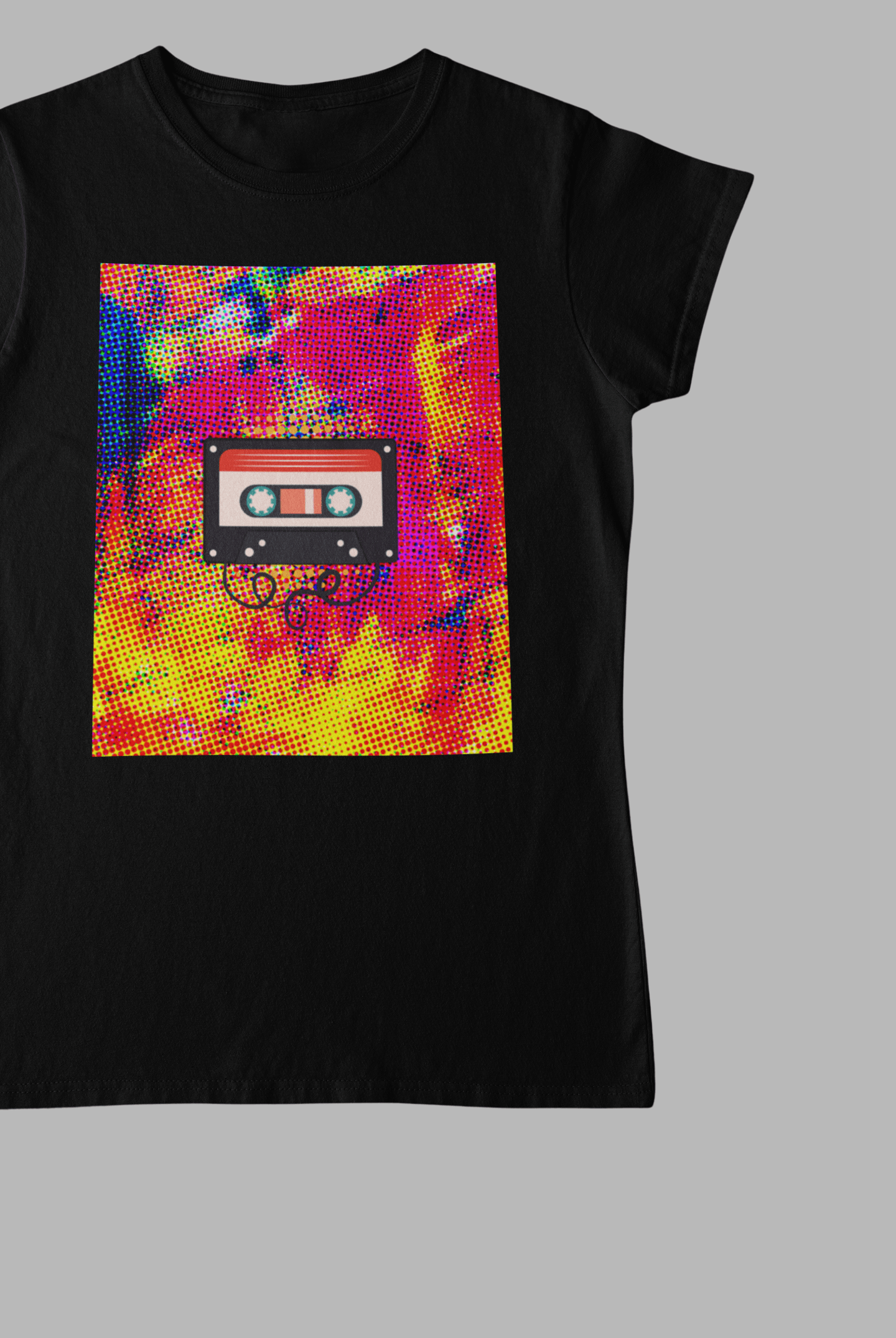 Cassette Black T-Shirt For Women - ATOM