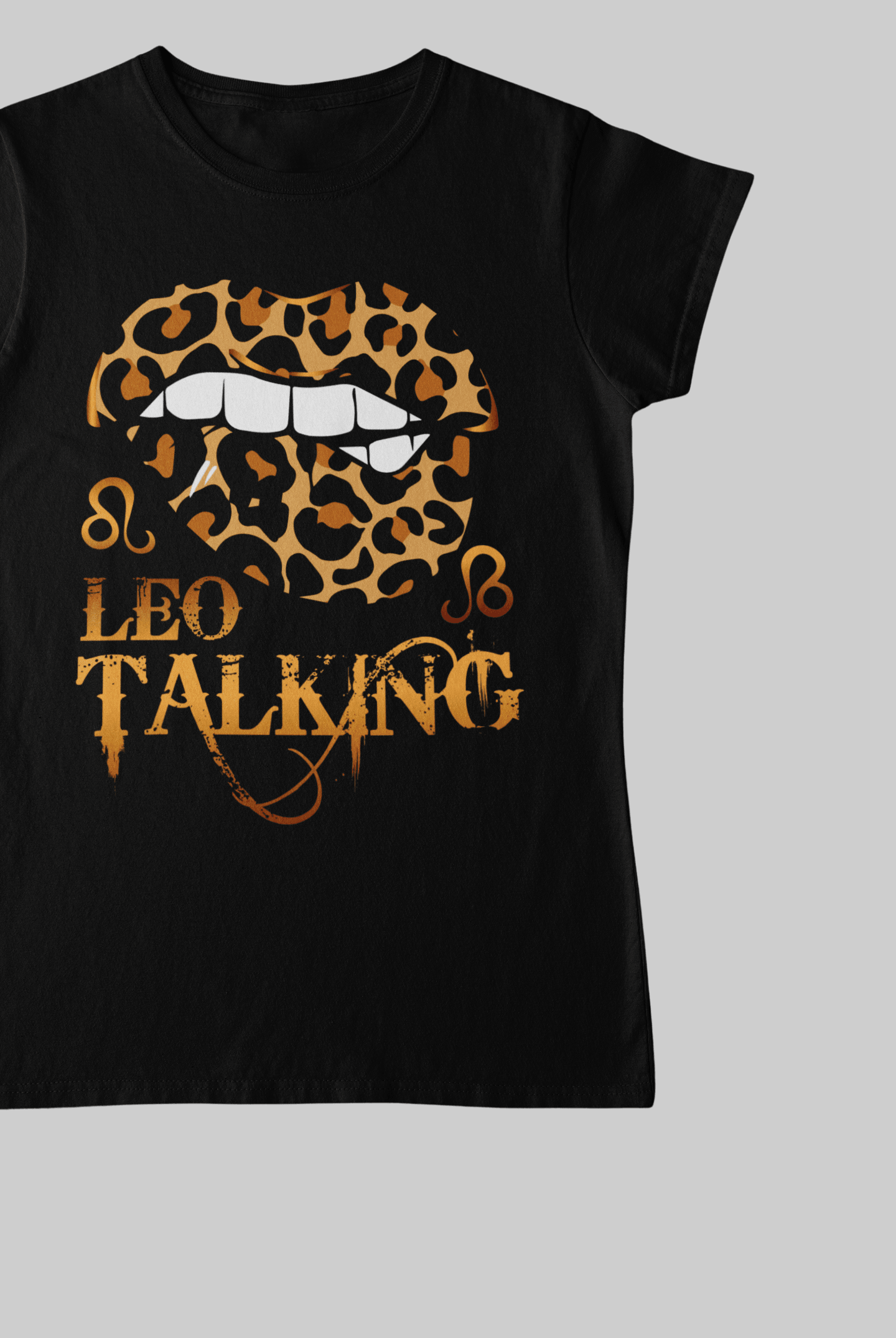 Leo Talking Black T-Shirt For Women - ATOM