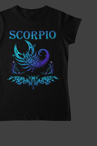 Scorpio Black T-Shirt For Women - ATOM