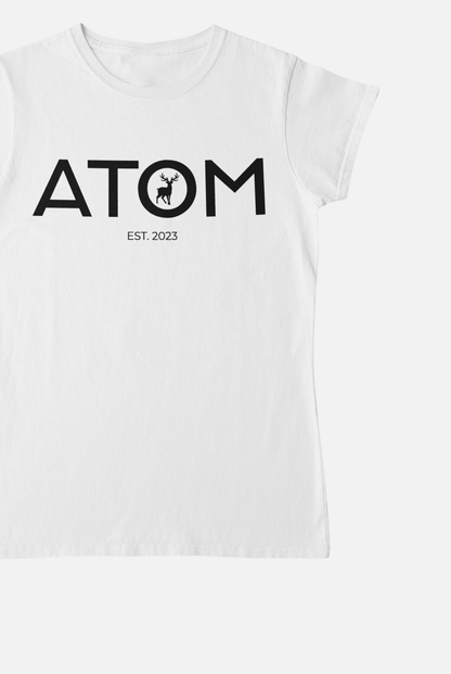 ATOM Signature Flat Icon White T-Shirt For Women - ATOM