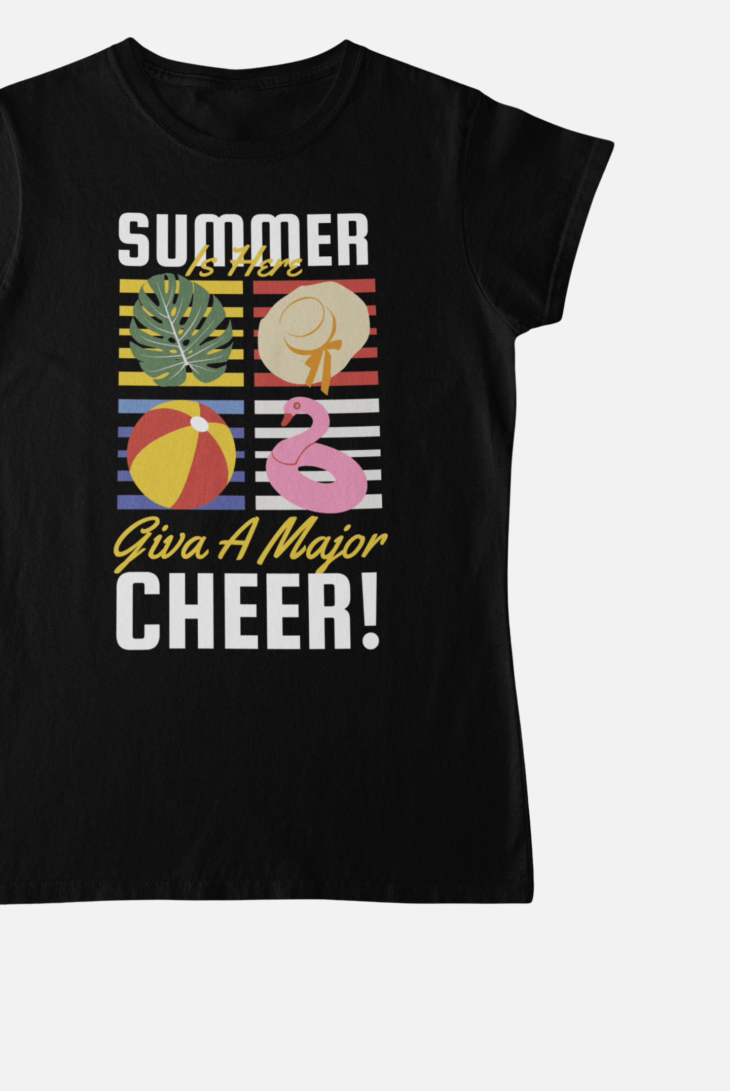 Summer Is Here Black T-Shirt For Women - ATOM