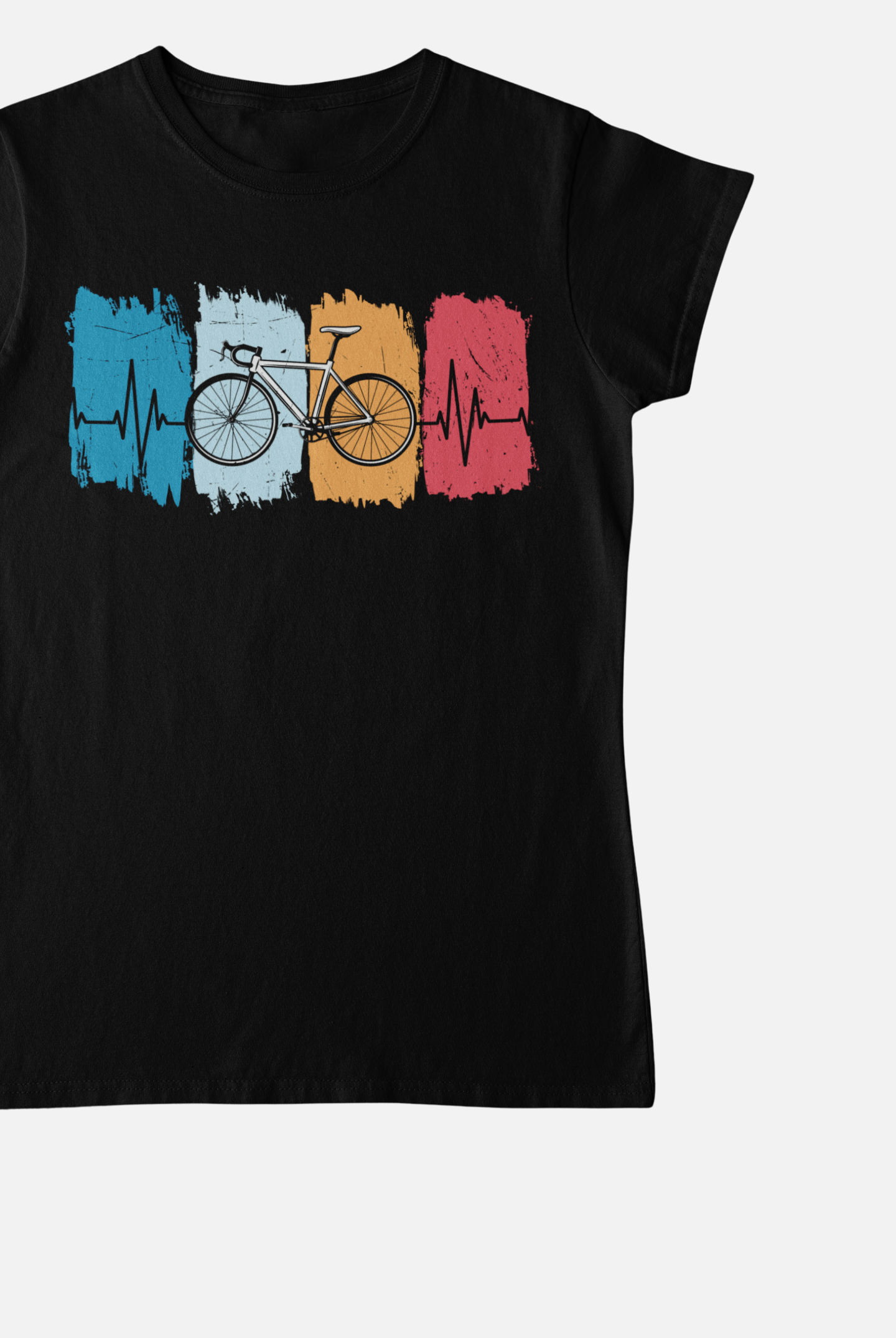 Cycling Heartline Black Round Neck T-Shirt for Women