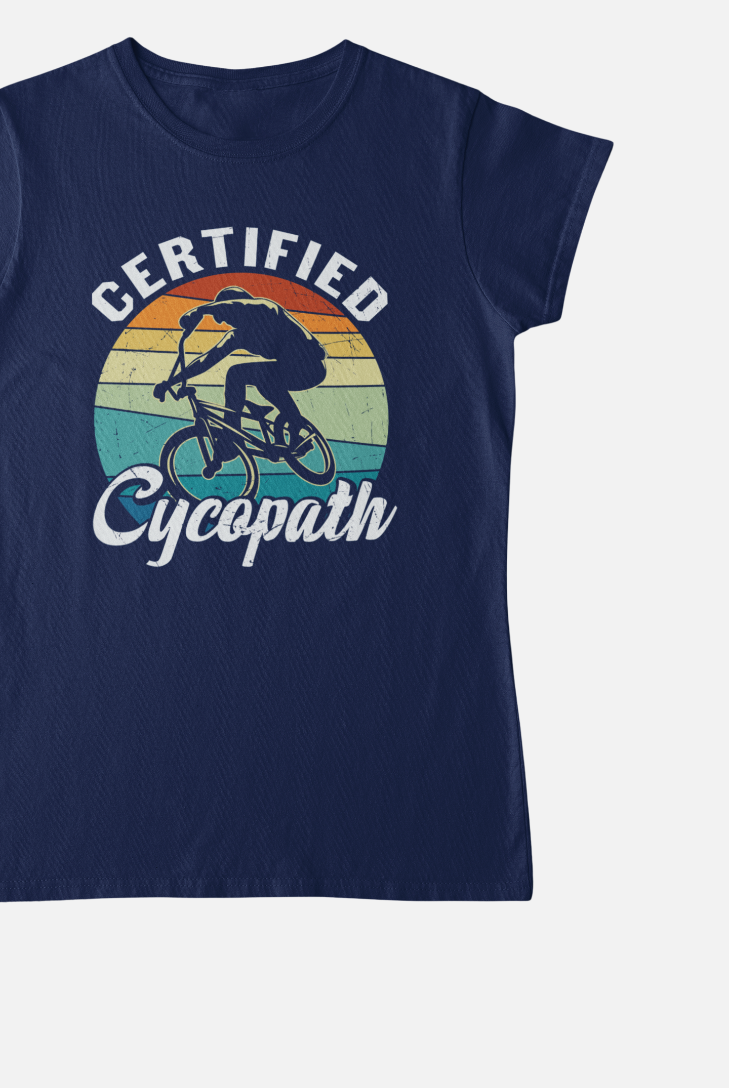 Certified Cycopath Navy Blue Round Neck T-Shirt for Women