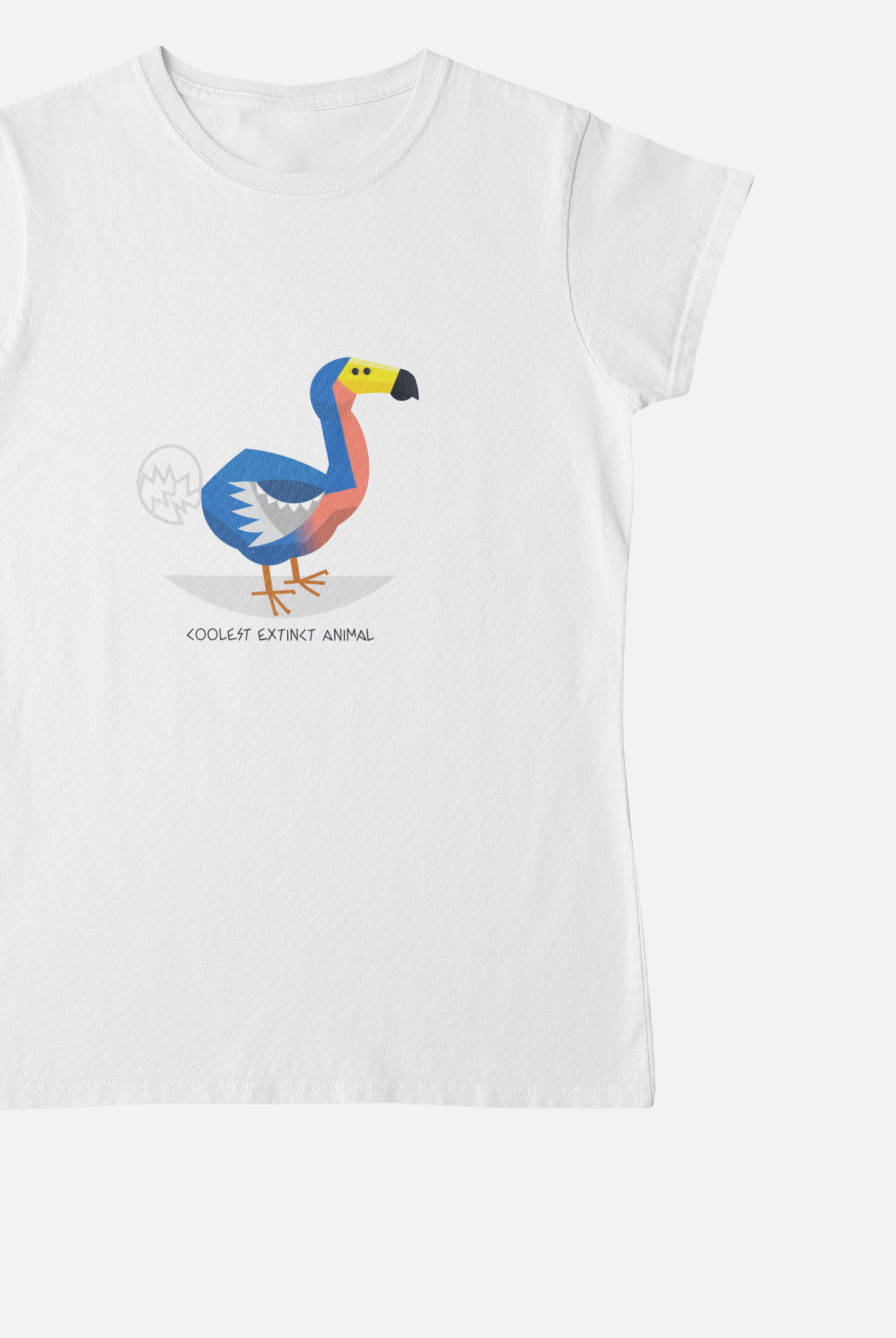Extinct Animal White Round Neck T-Shirt for Women