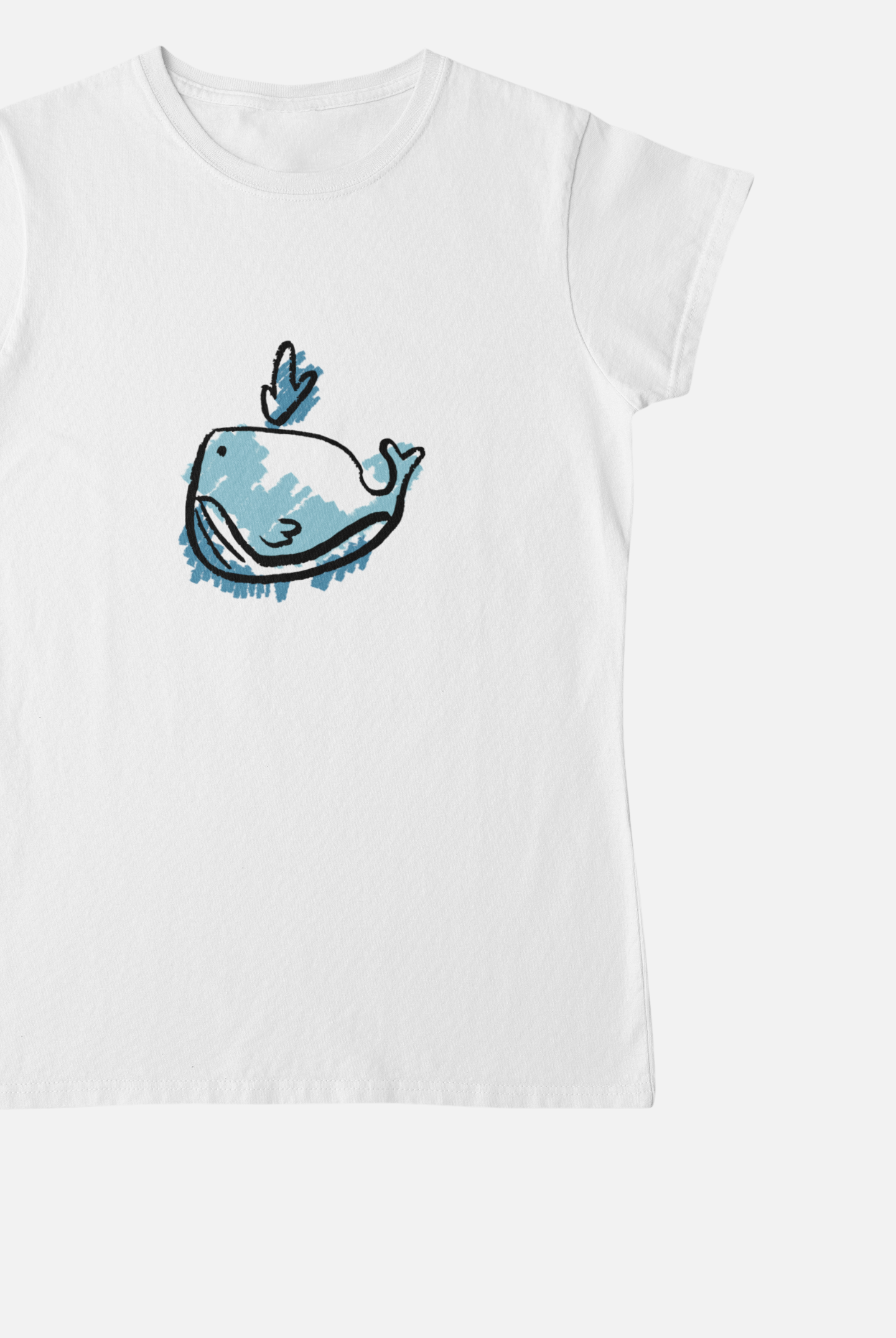 Blue Whale White Round Neck T-Shirt for Women
