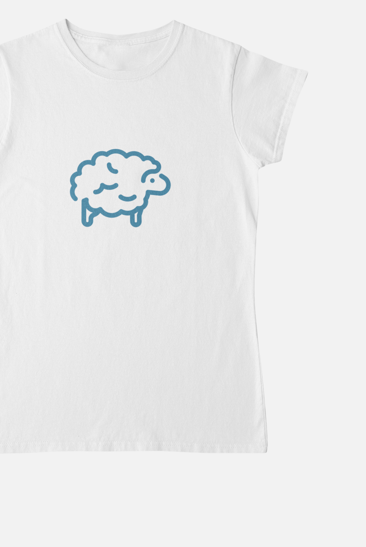 Sheep White Round Neck T-Shirt for Women