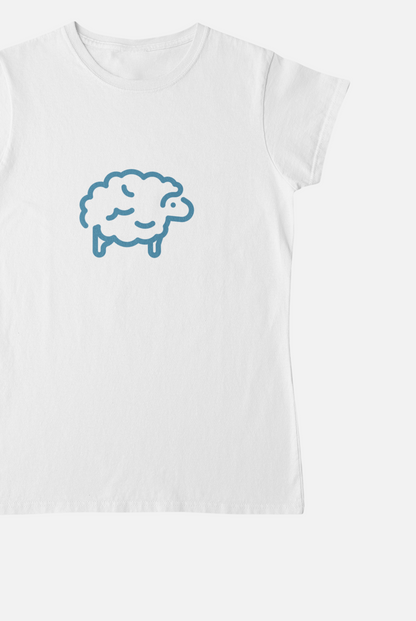 Sheep White Round Neck T-Shirt for Women