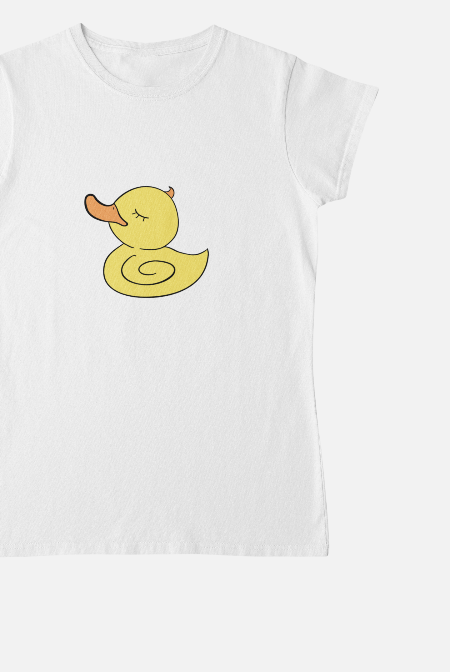 Yellow Duck White Round Neck T-Shirt for Women