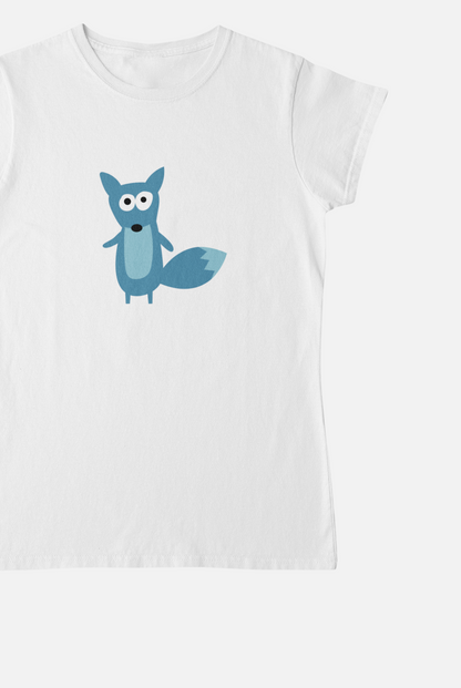 Squirrel White Round Neck T-Shirt for Women