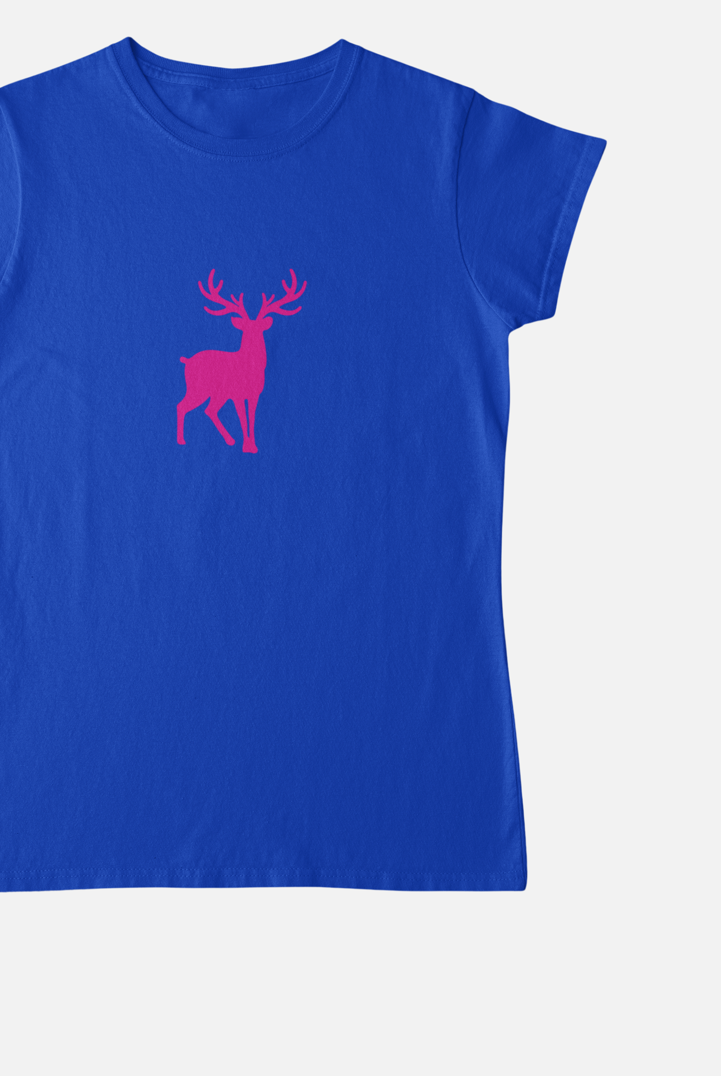 Minimalistic ATOM Signature Royal Blue Round Neck T-Shirt for Women