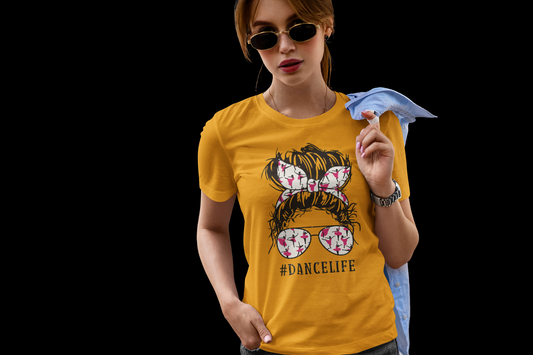 Dance Life Mustard Yellow T-Shirt For Women