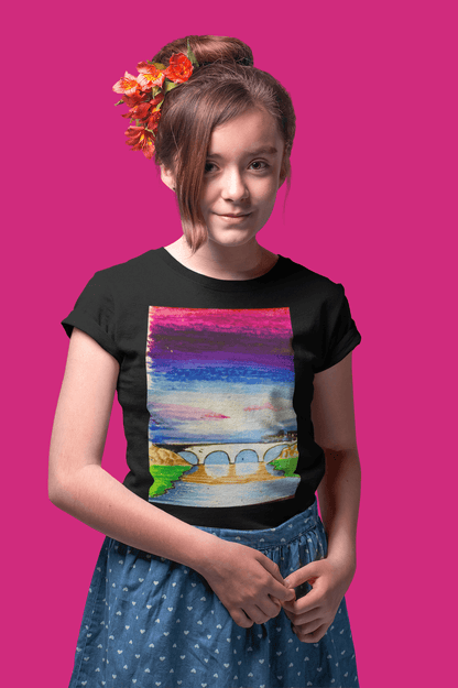 Hand Drawing Black Graphic T-Shirt For Girls - ATOM